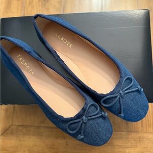 Talbots Denim Blue Ballet Flats with Bow